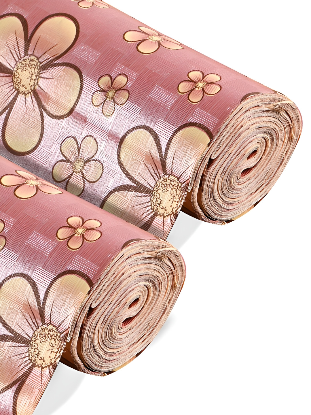 HOMESTIC Yellow & Pink 2 Pcs  Printed PVC Roll for Kitchen Shelves Liner Organiser