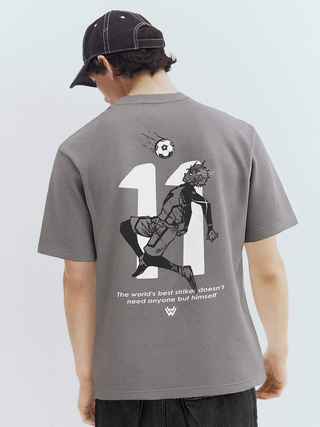 WHITE HUSK Nagi Blue lock Anime Printed Cotton Oversized T-shirt