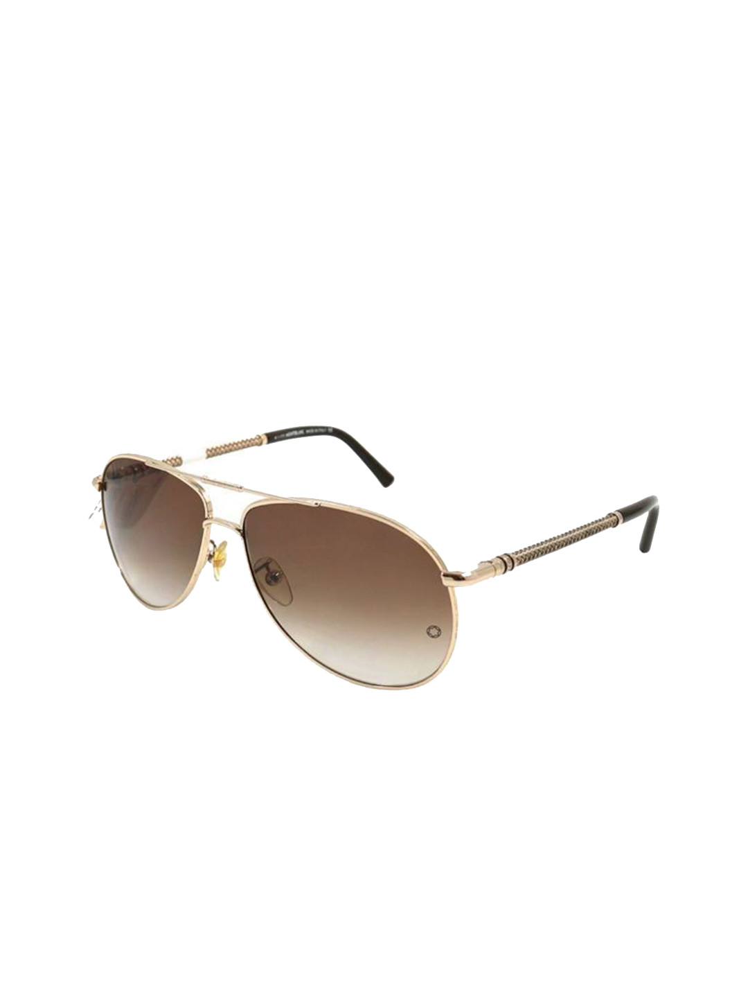 Mont Blanc Unisex Brown Lens & Rose Gold-Toned Aviator Sunglasses With UV Protected Lens