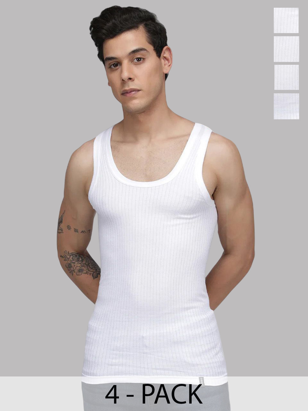 Sporto by Macho Men Pack Of 4 Striped Undershirt Innerwear Vests