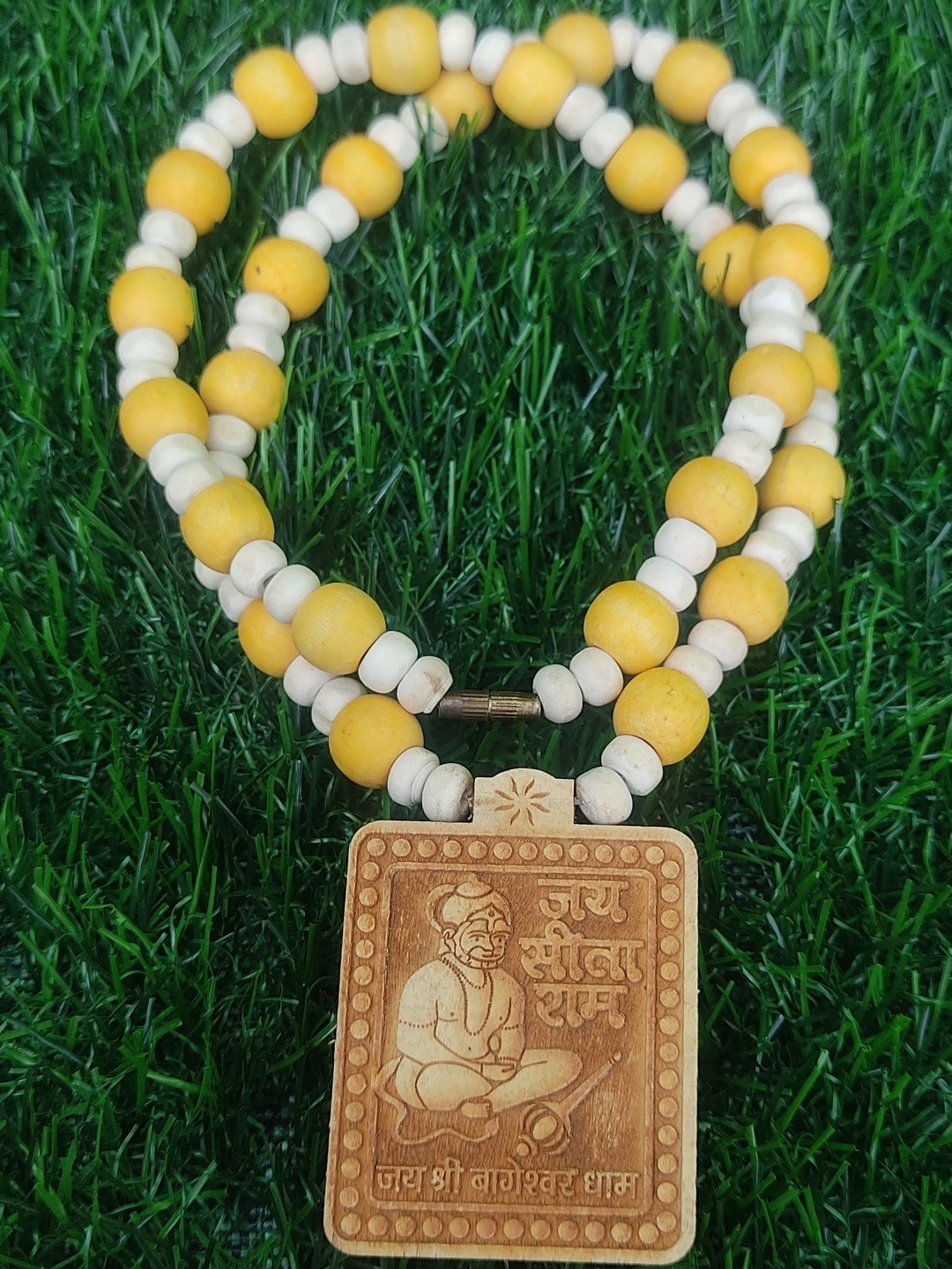 Basukiya Unisex Colourblocked Hanuman Ji Beads Statement Necklace