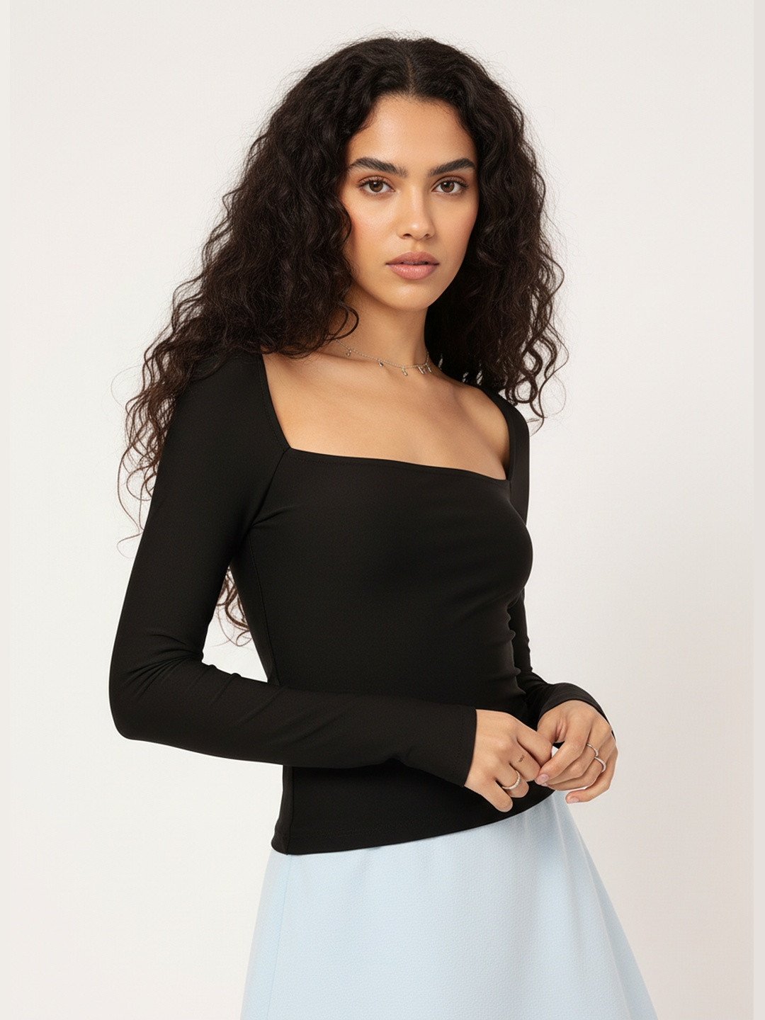 DressBerry Effortless Fashionably Square-Neck Fitted Top