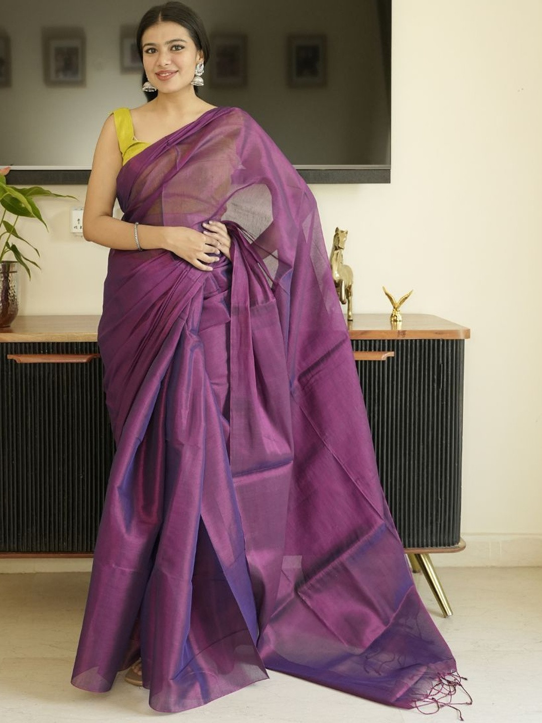 Uttaraa Tissue Silk Saree With Blouse