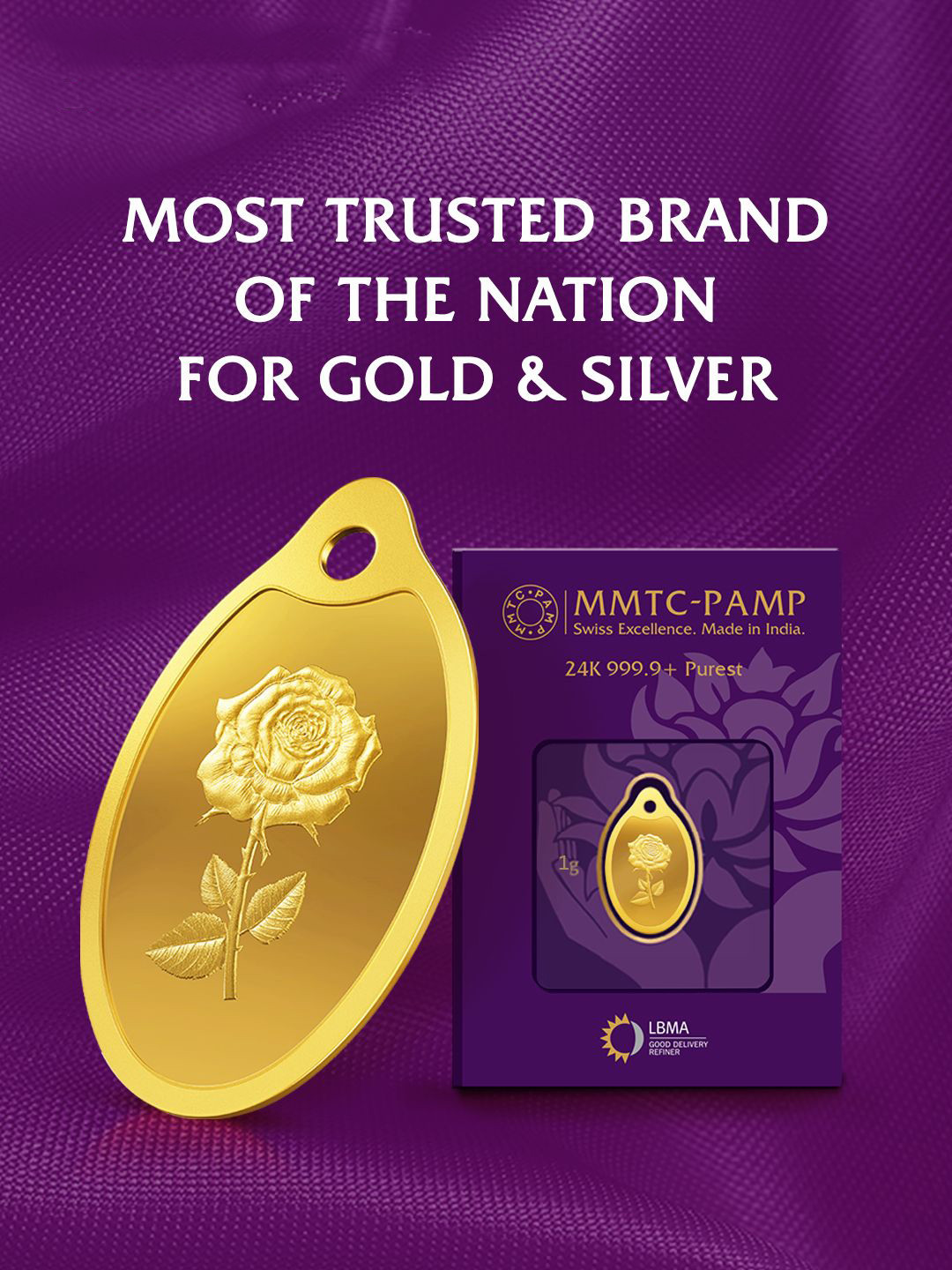 MMTC-PAMP 24KT Gold 999.9 Minted Oval Coin Rose Minted Card - 1 g