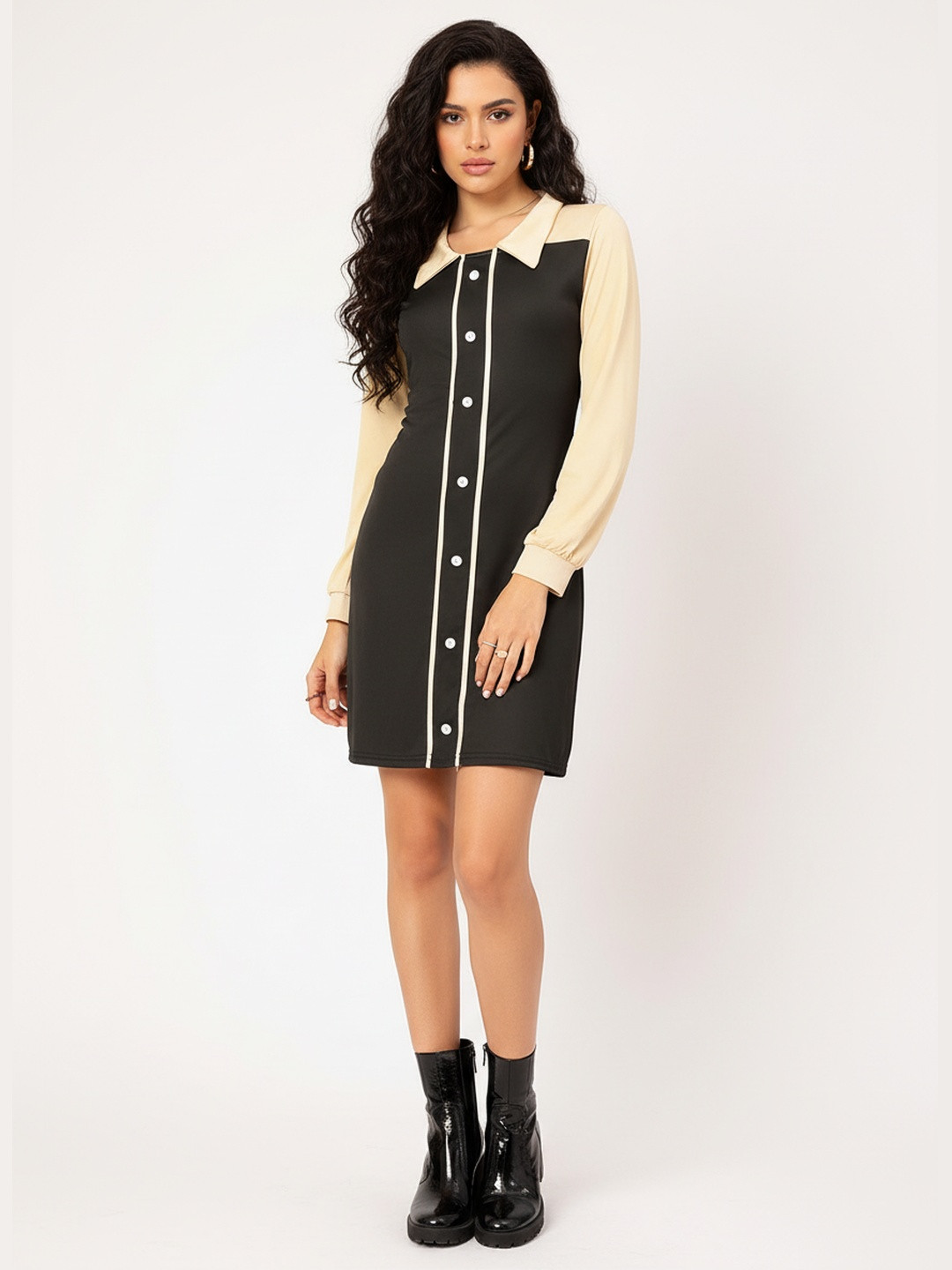 DressBerry Soft Grunge Glam Colourblocked Sheath Mini Dress
