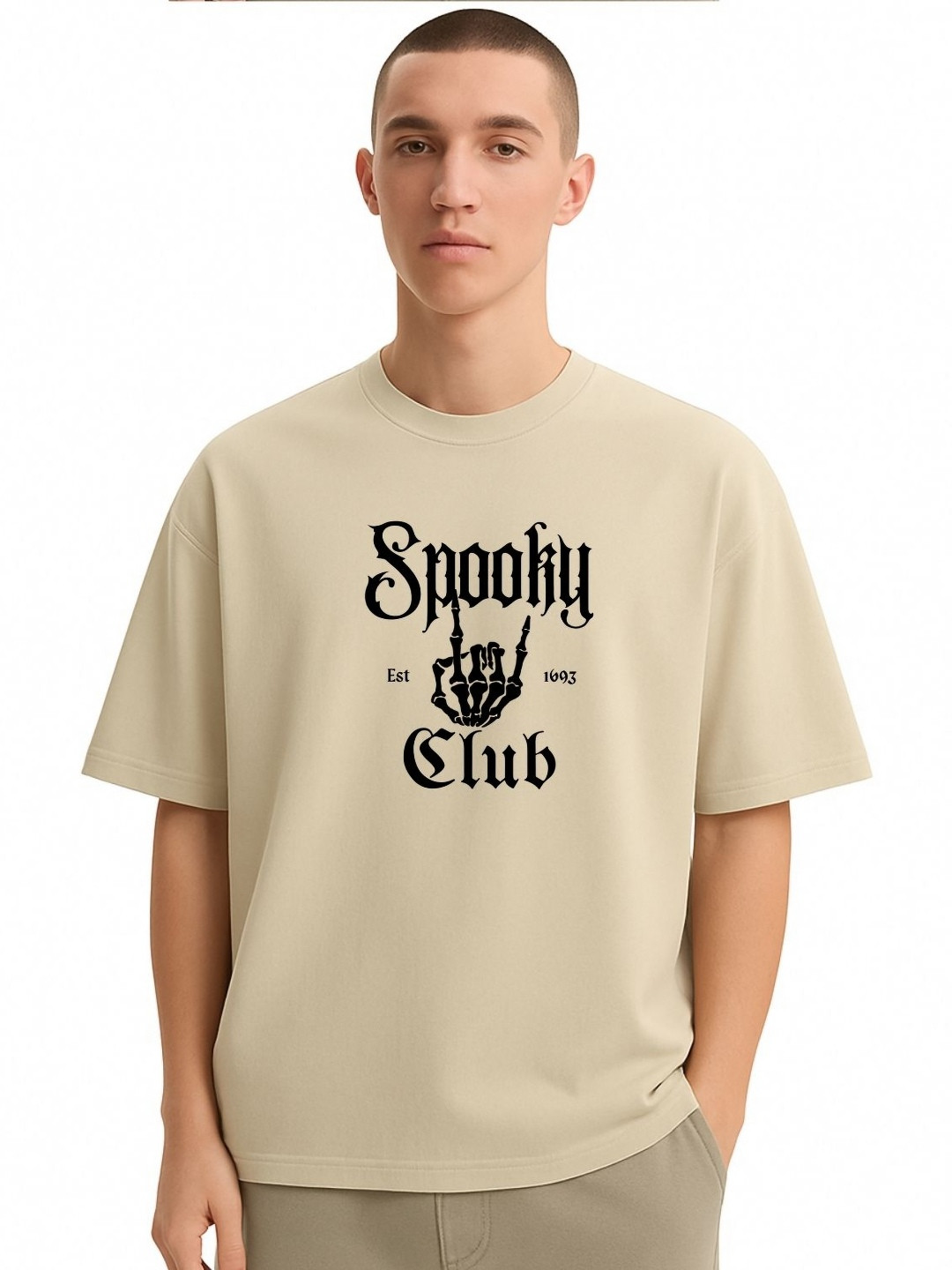 Fashnobic Men Dri-FIT Trendy Spooky Club Printed Round Neck Cotton Oversized T-shirt