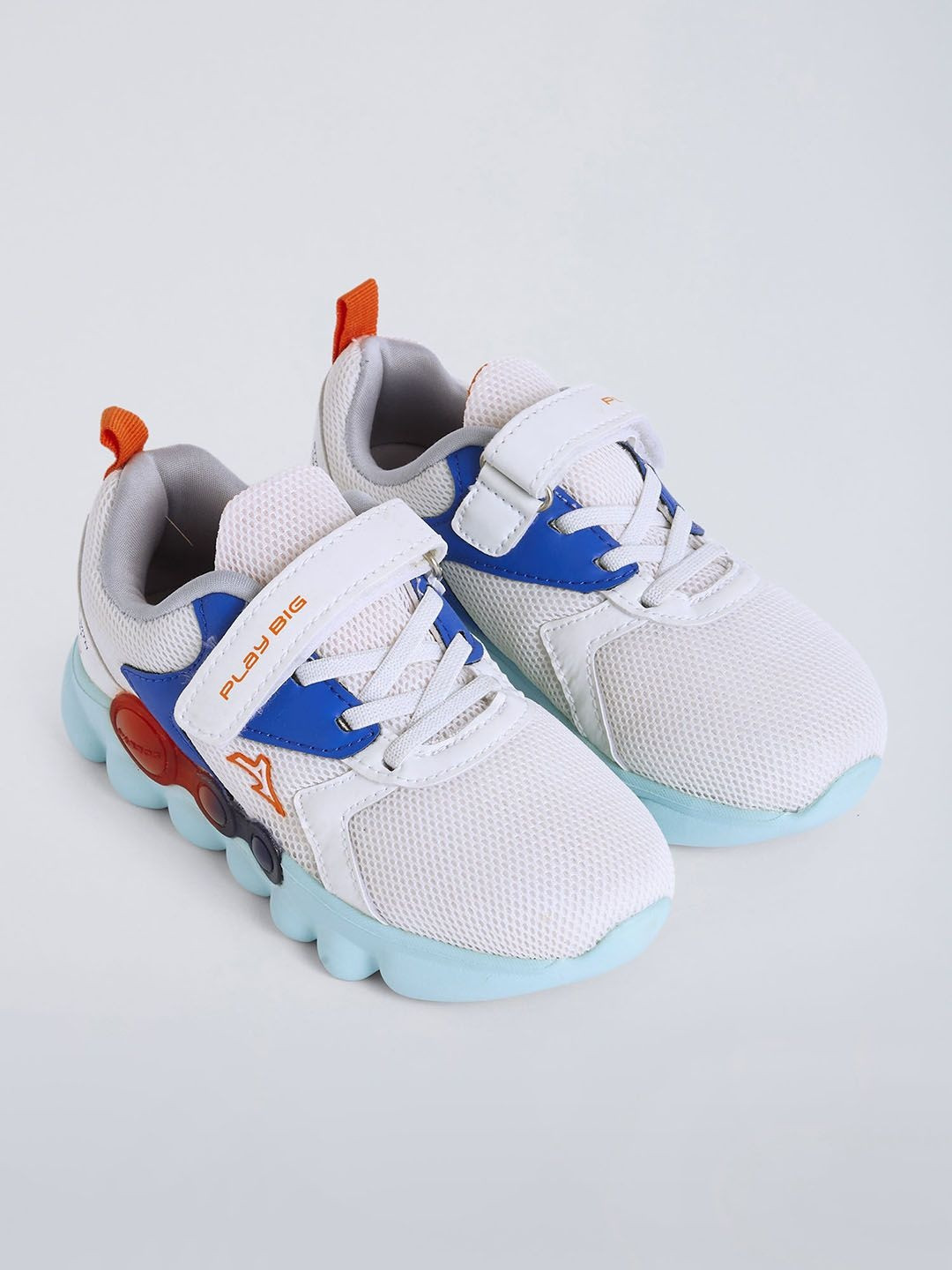 Hopscotch Boys White Textured Non-Marking Mesh Velcro Closure Sneakers
