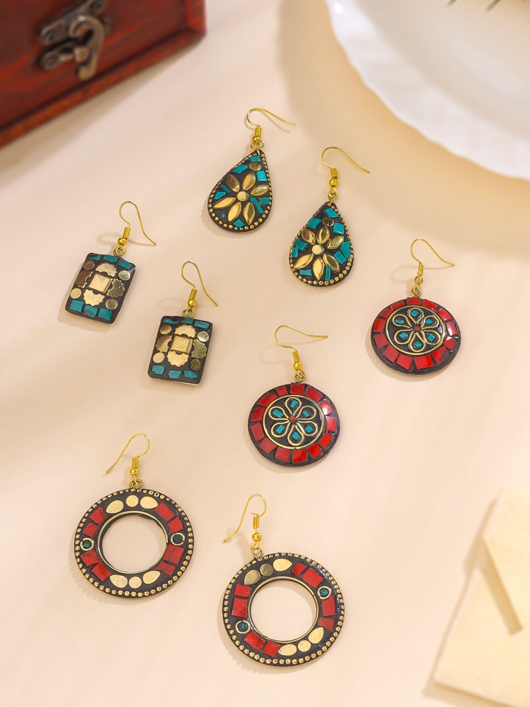 Qiroko Set Of 4 Tibetan Drop Earrings
