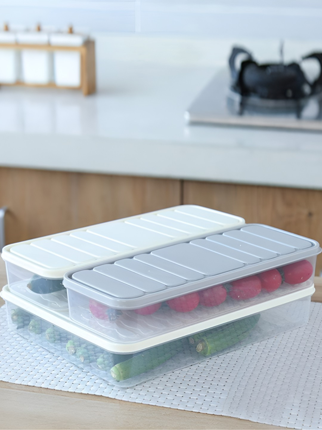 ANOHA HOME AND KITCHEN Transparent 3 Pieces Plastic Safe Pack Fridge Container