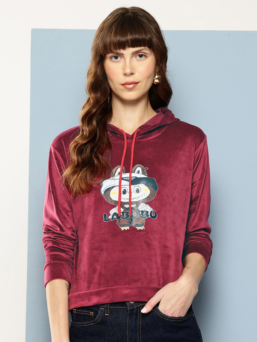 Aarika Labubu Self Design Hooded Woollen Pullover