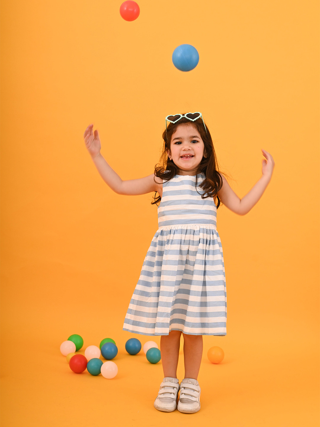 Puddle Fashion Girls Striped Fit & Flare Dress