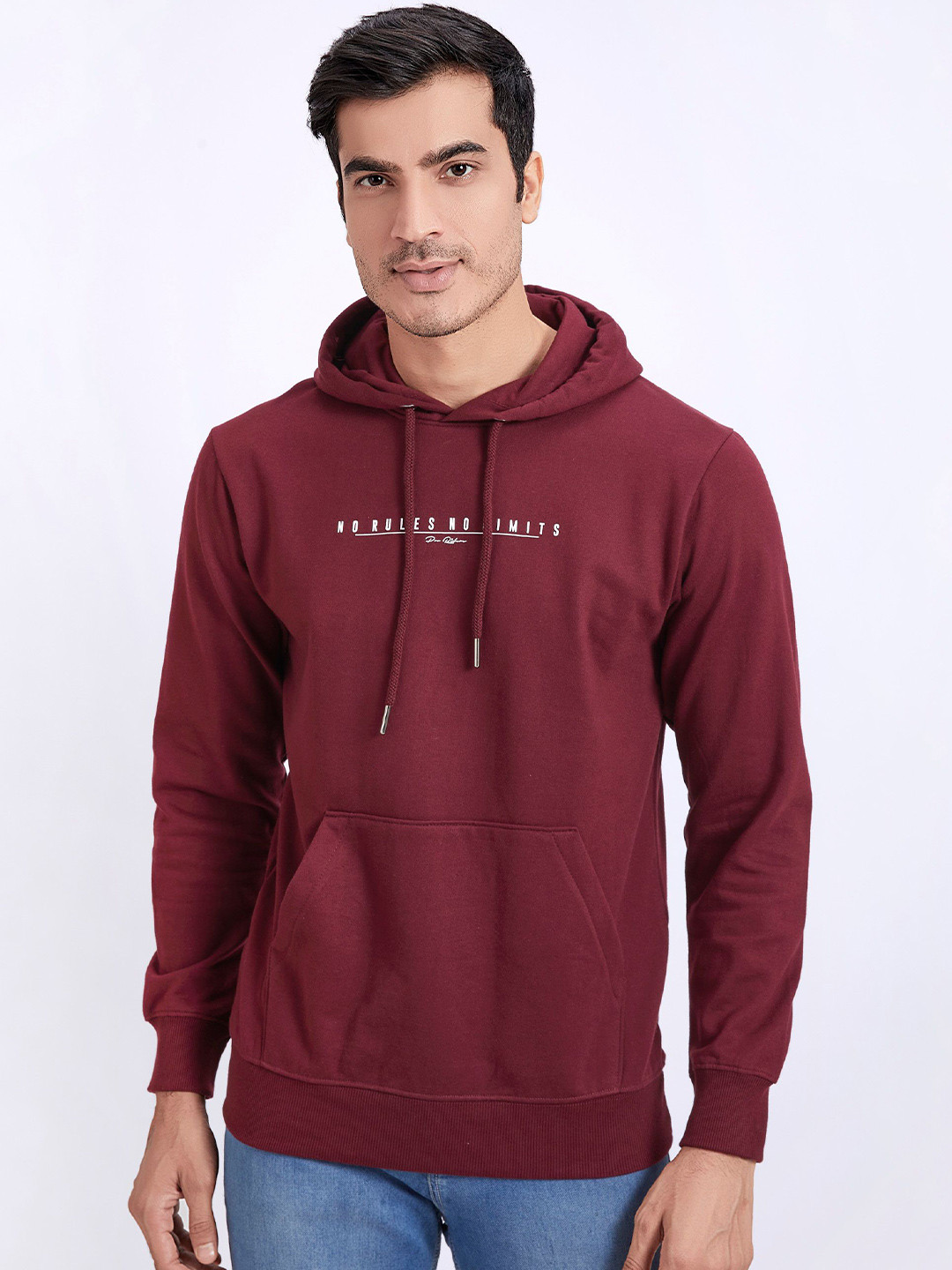 PRORIDERS Men Typography Printed Hooded Long Sleeves Sweatshirt