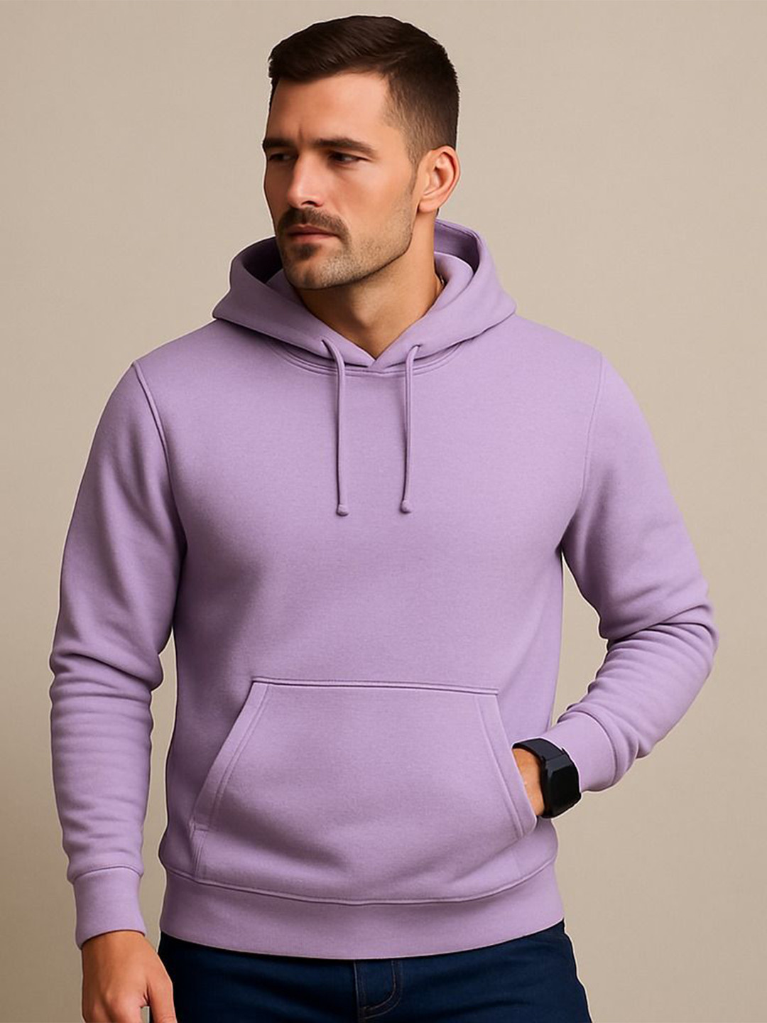 PERSONALITEE Men Solid Hooded Sweatshirt