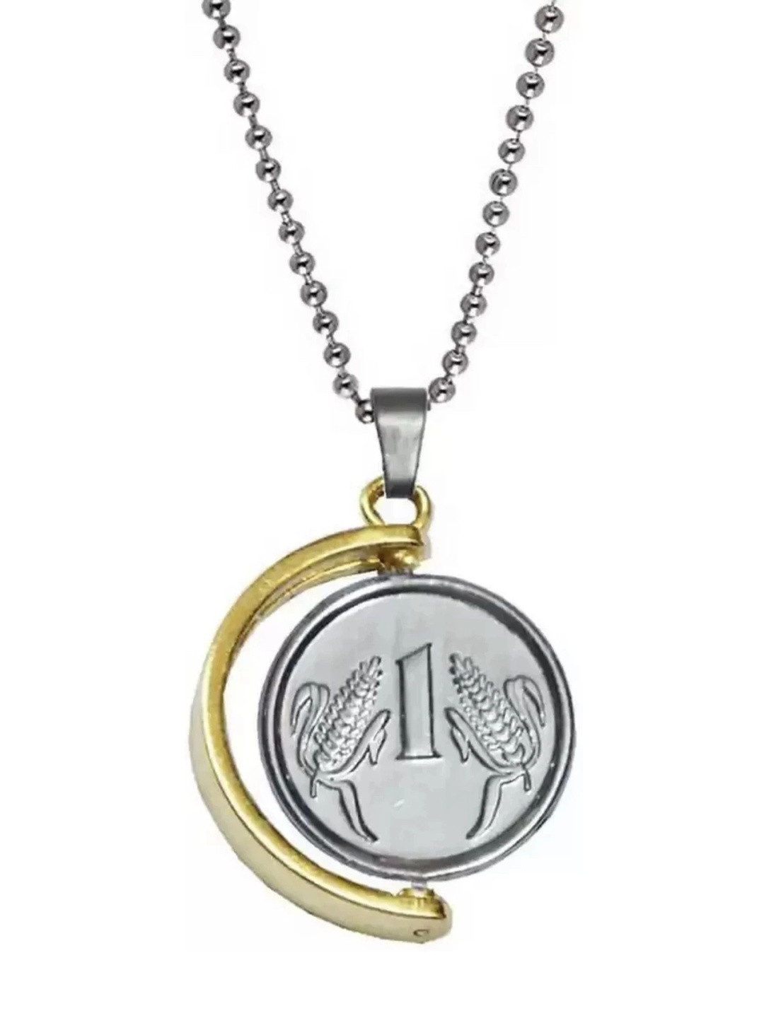 Basukiya Unisex Brass One Rupee Coin Necklace