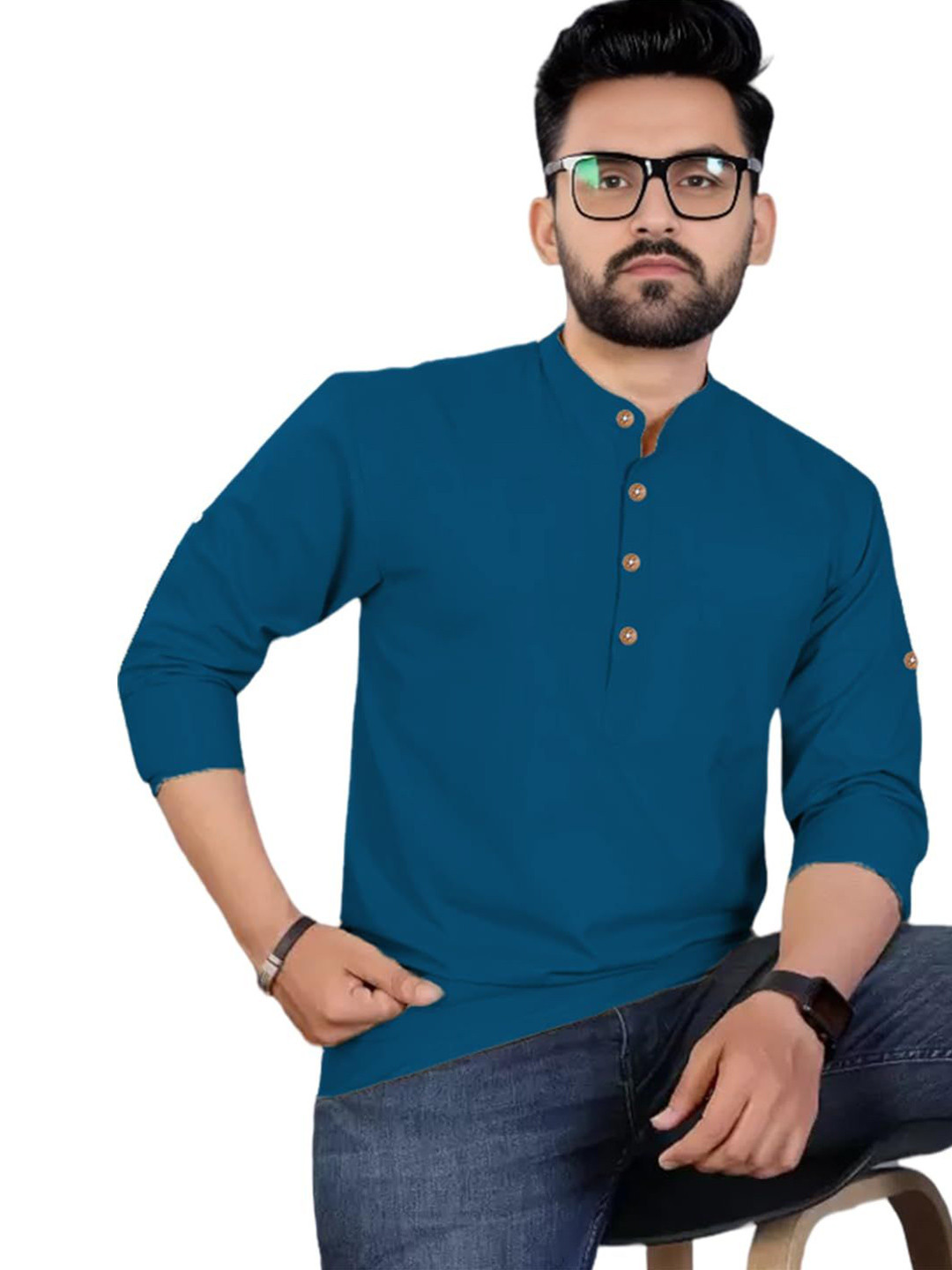 RawCraft Men Mandarin Collar Kurta