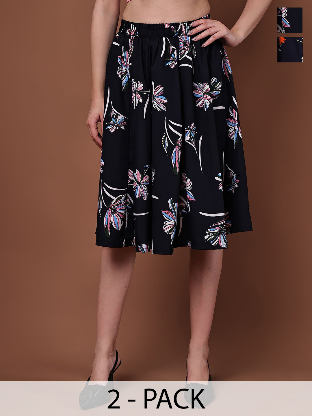 Valles365 by S.C. Women Pack of 2 Printed A-Line Skirts