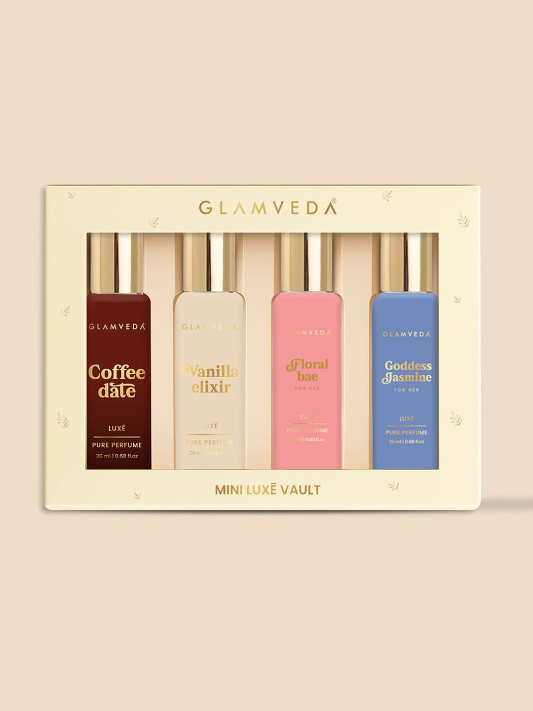 GLAMVEDA Women Set of 4 Floral Bae Goddess Jasmine Vanilla & Coffee Perfume -20 ml Each