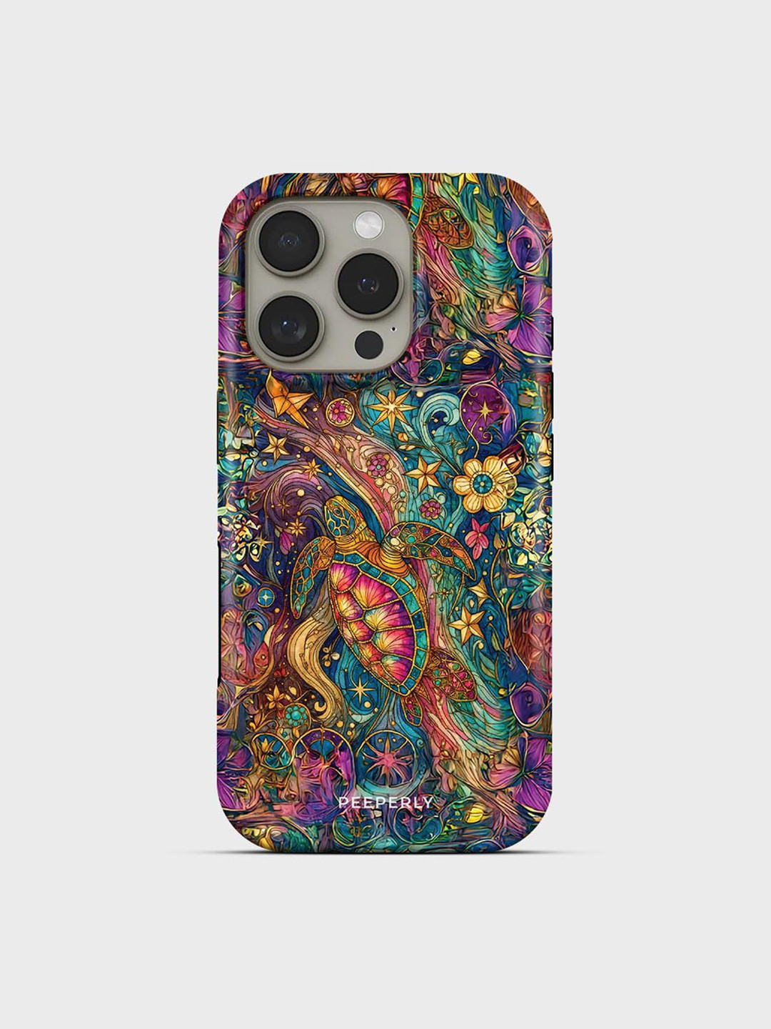 PEEPERLY Turtle Graphic Printed Impact Resistant iPhone 13 Pro Max Crystal Back Case