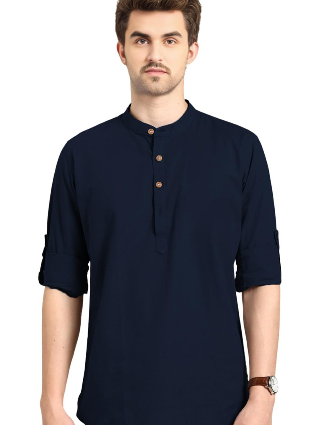 VIBEPRINT Men Solid Daily Cotton Straight Kurta