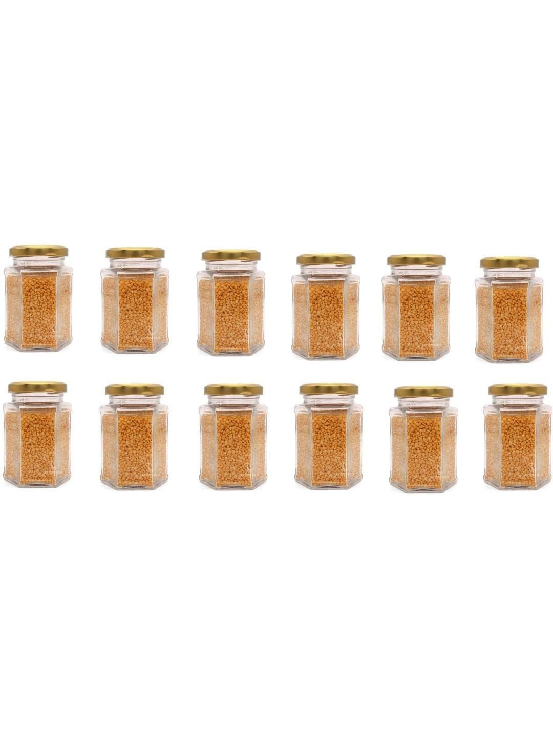 1ST TIME Transparent Glass Dishwasher Safe 12 Pieces Screw Top Jar Containers 200ml