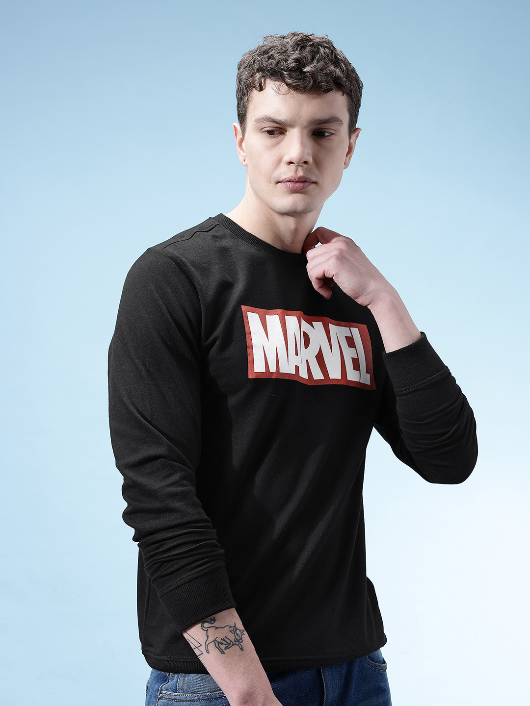 glitchez Marvel Logo Printed Sweatshirt