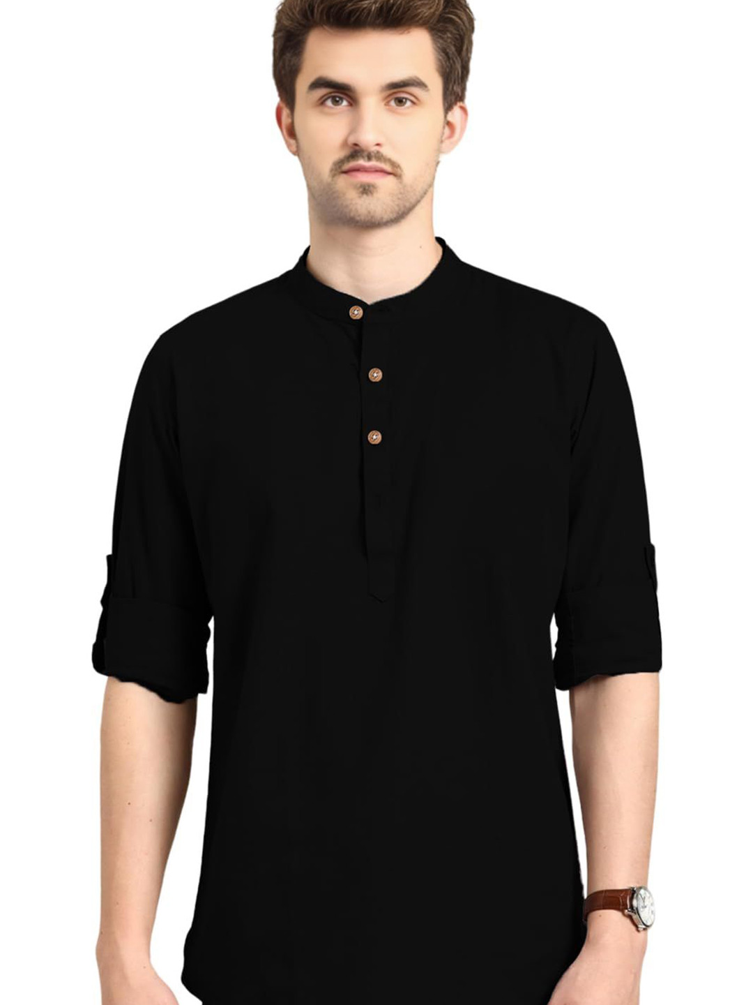 Swegzin Men Solid Daily Cotton Straight Kurta