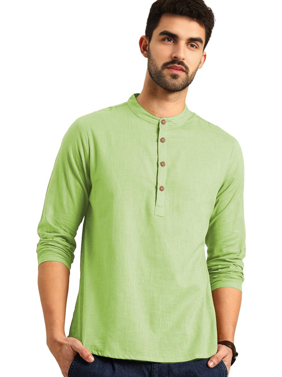 Go Stylish Men Slim Fit Full Sleeves Short Kurta