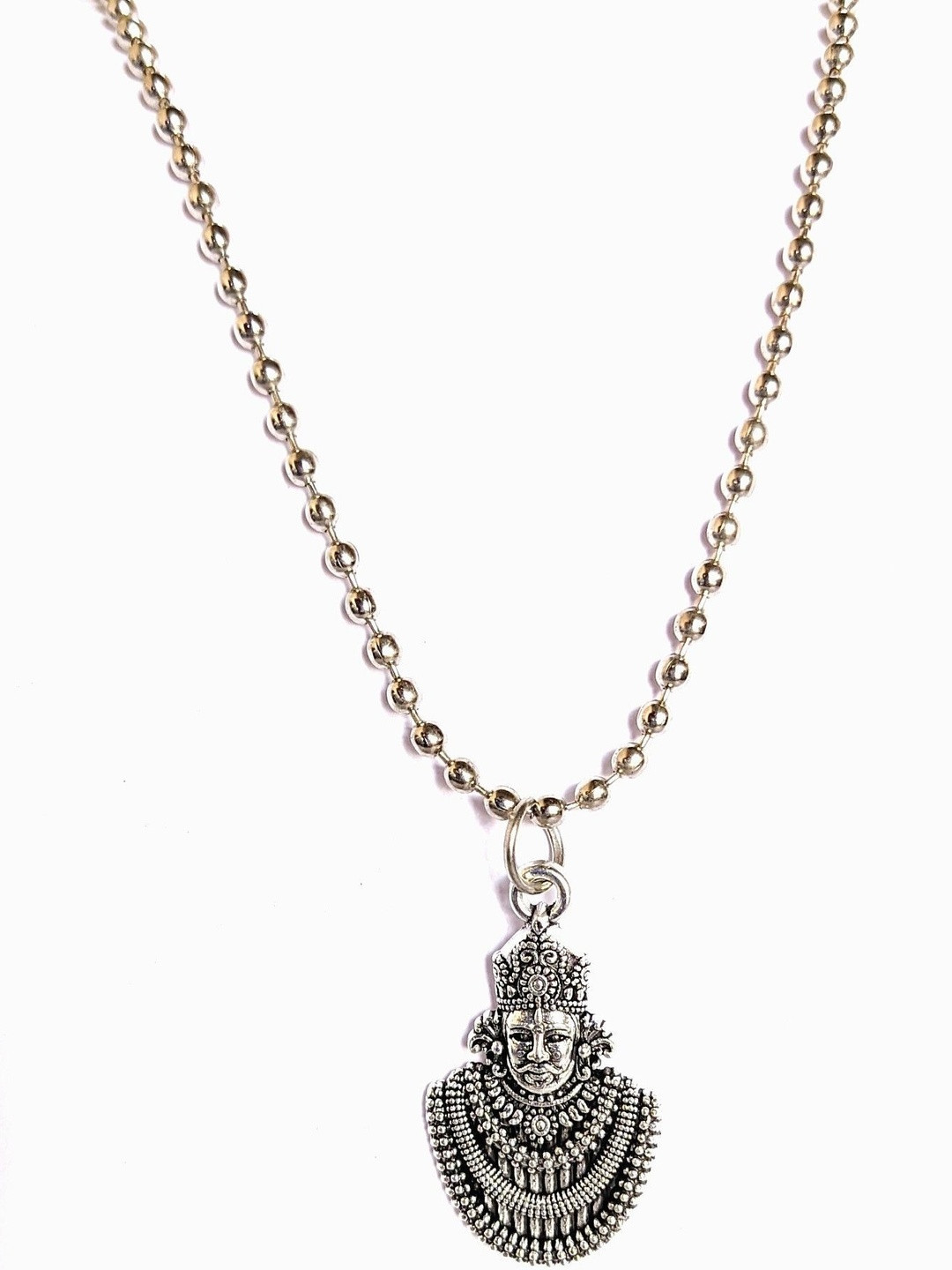 Basukiya Silver Plated Oxidised Khatu Shyam Locket Necklace