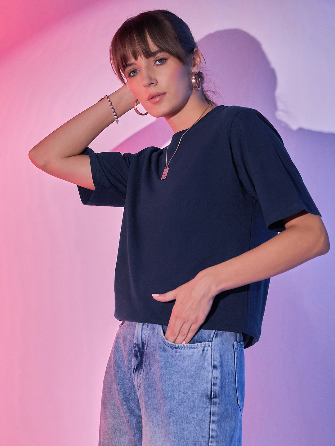 DIMPY GARMENTS Women Solid Oversized T-shirt