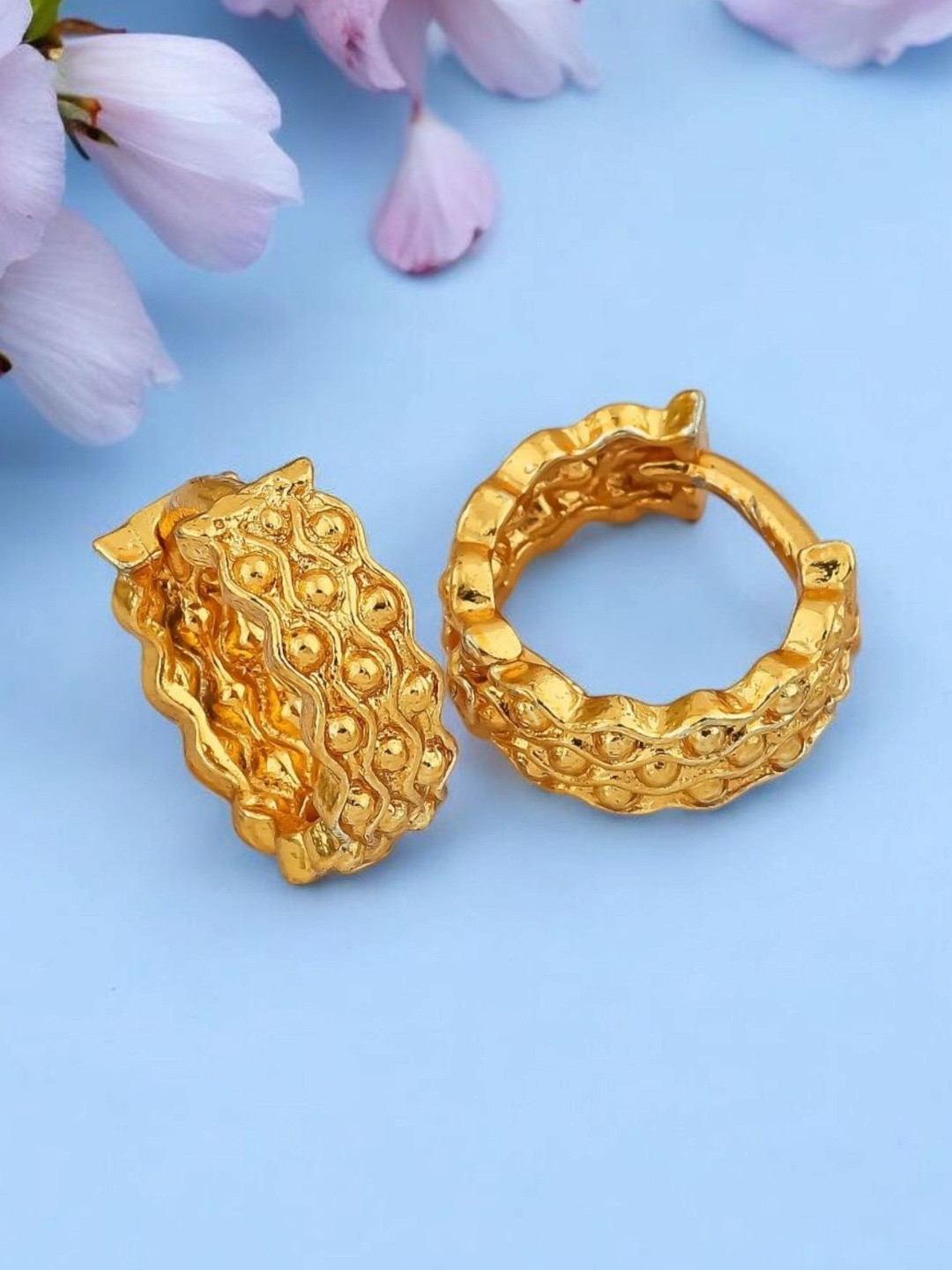 SHREE KRISHNA SHOPPING Gold-Plated Brass Ethnic Clip-on Hoop Earring