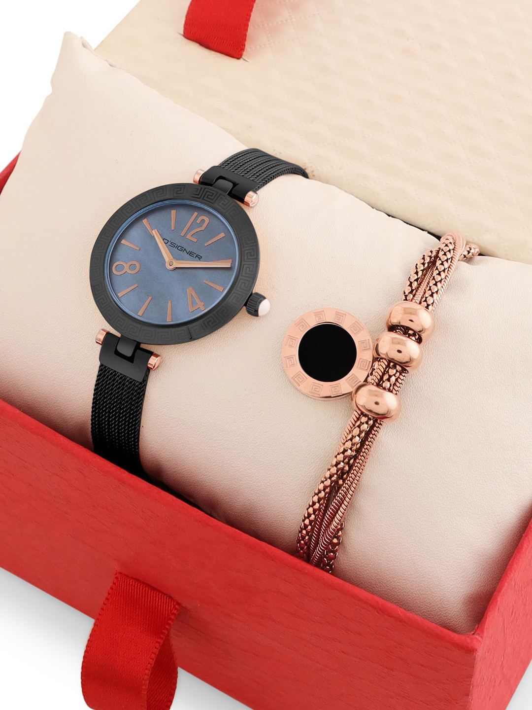 D'SIGNER Round Dial Analog Watch Gift Set