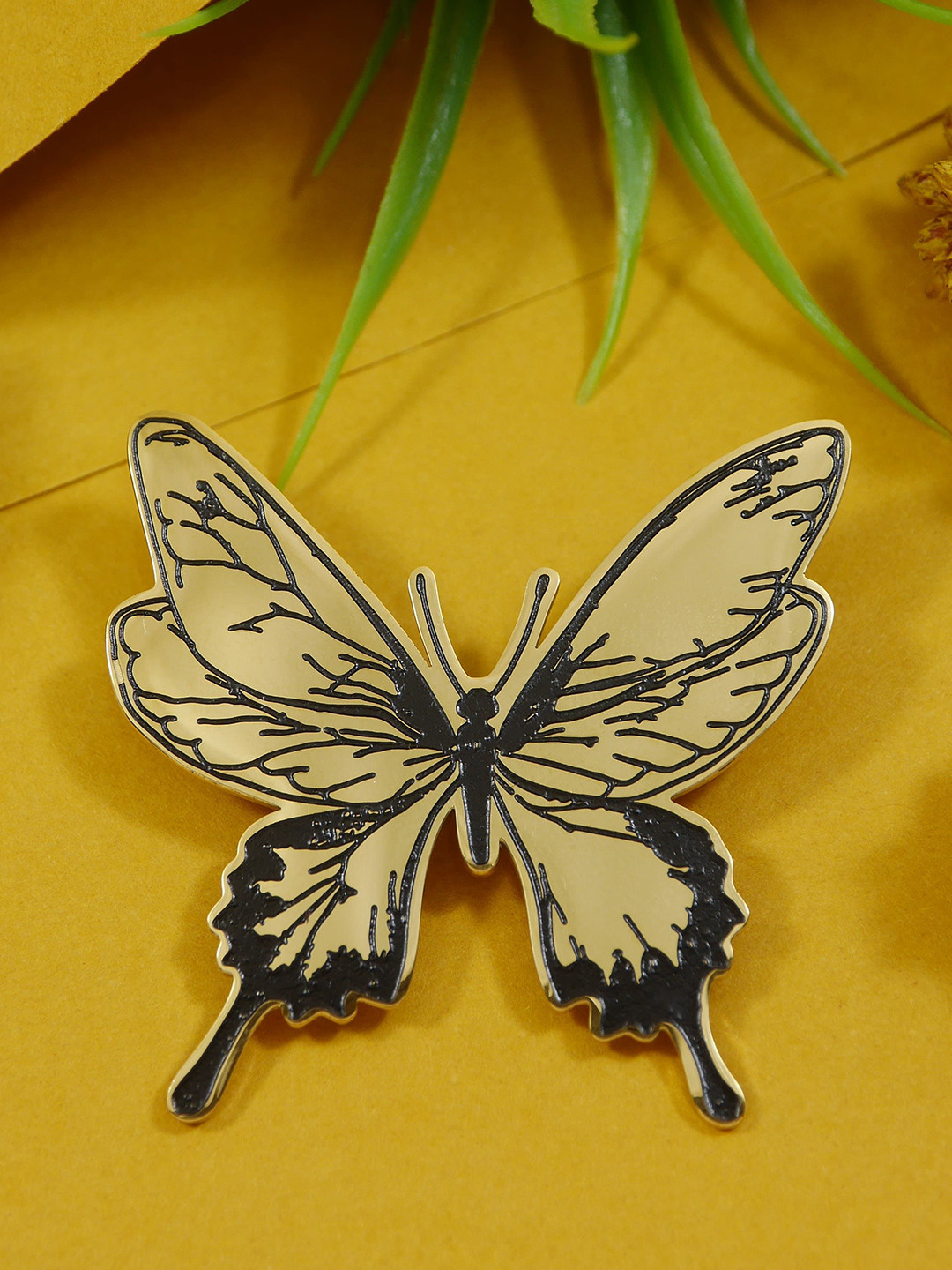 ADORN Stainless Steel Gold-Plated Butterfly Minimal Brooch