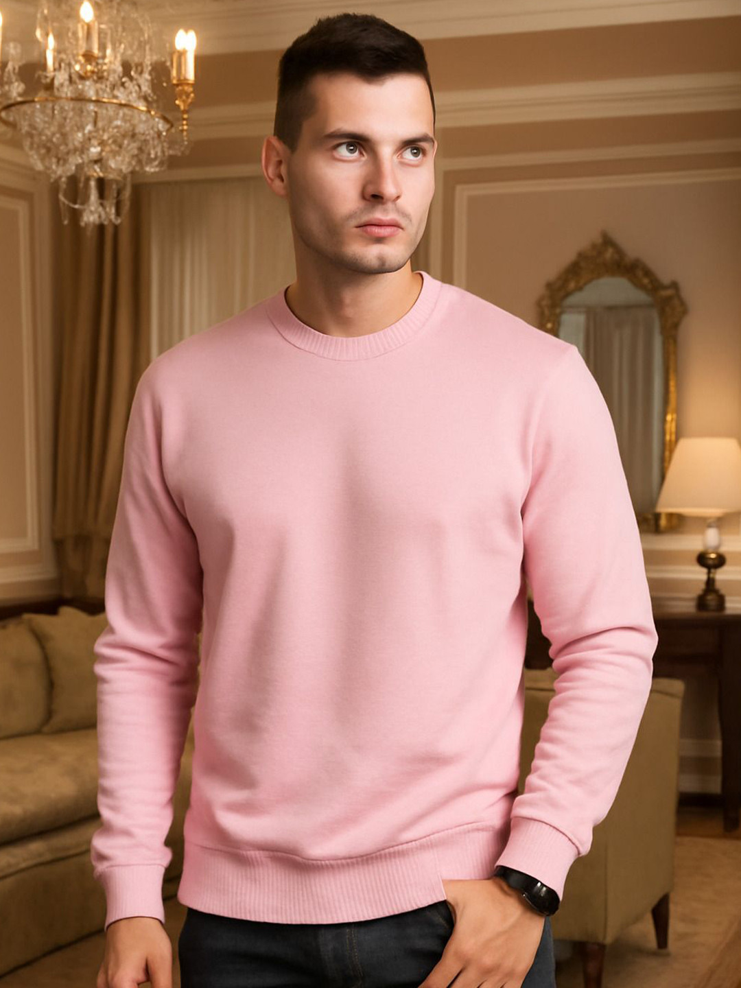 PERSONALITEE Men Round Neck Oversized Sweatshirt