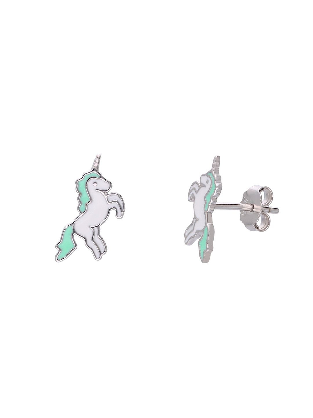 KAI JEWEL Sterling Silver Rhodium-Plated Animal Shaped Studs Earrings