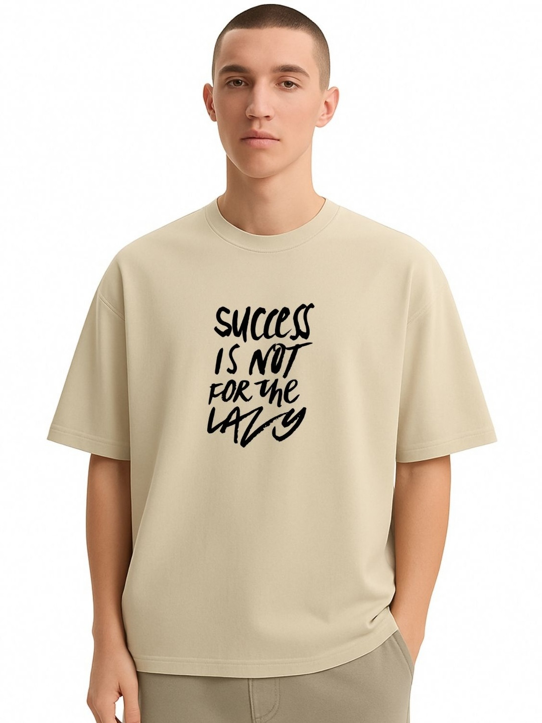 Fashnobic Men Dri-FIT Trendy Sucess Is Not Printed Round Neck Cotton Oversized T-shirt