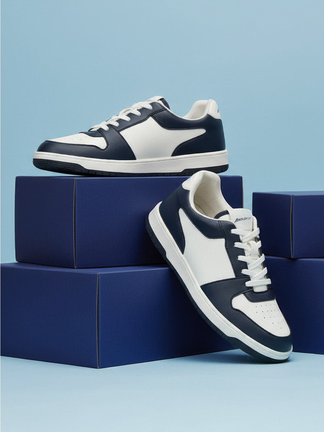 BOLDFIT Men Zeon Navy White Colourblocked Round Toe Lace-Ups Sneakers