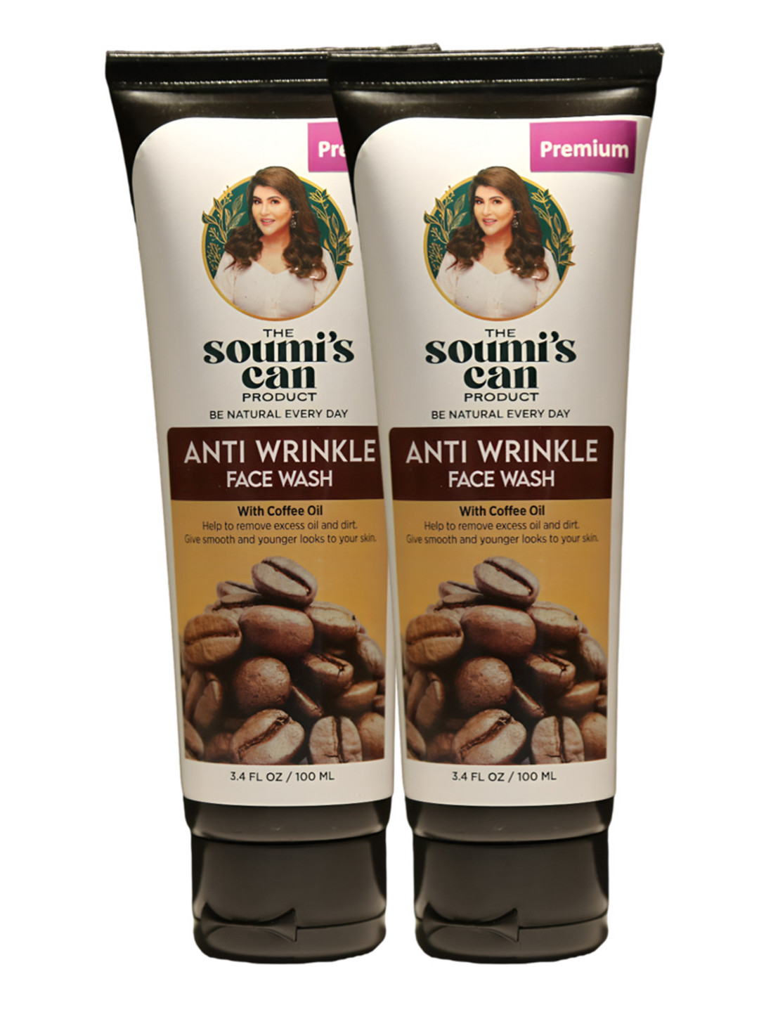 THE SOUMI'S CAN PRODUCT Anti Wrinkle Set Of 2 Coffee Oil Face Wash -100ml Each