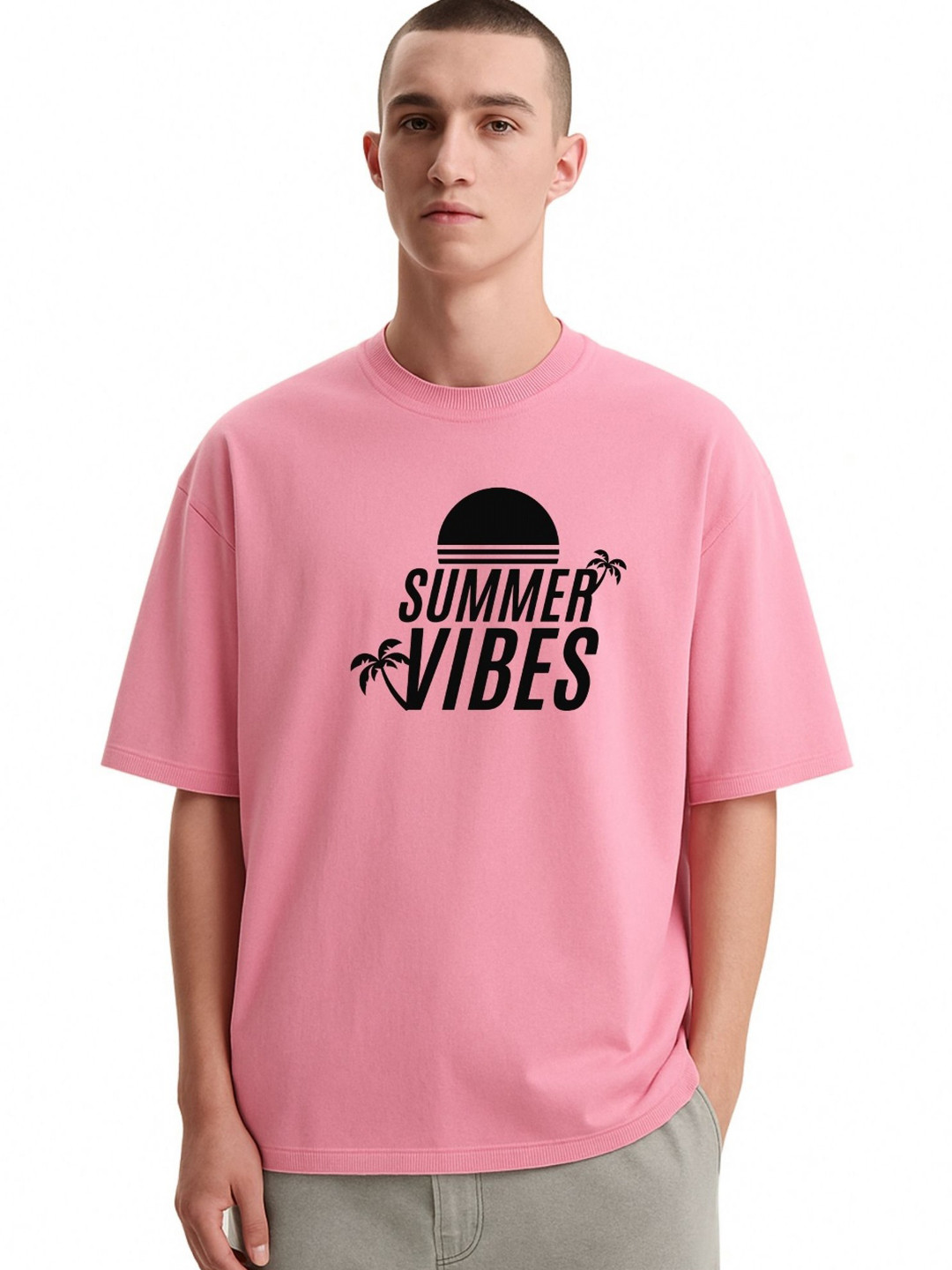 Fashnobic Men Summer Vibes Typography Round Neck T-shirt