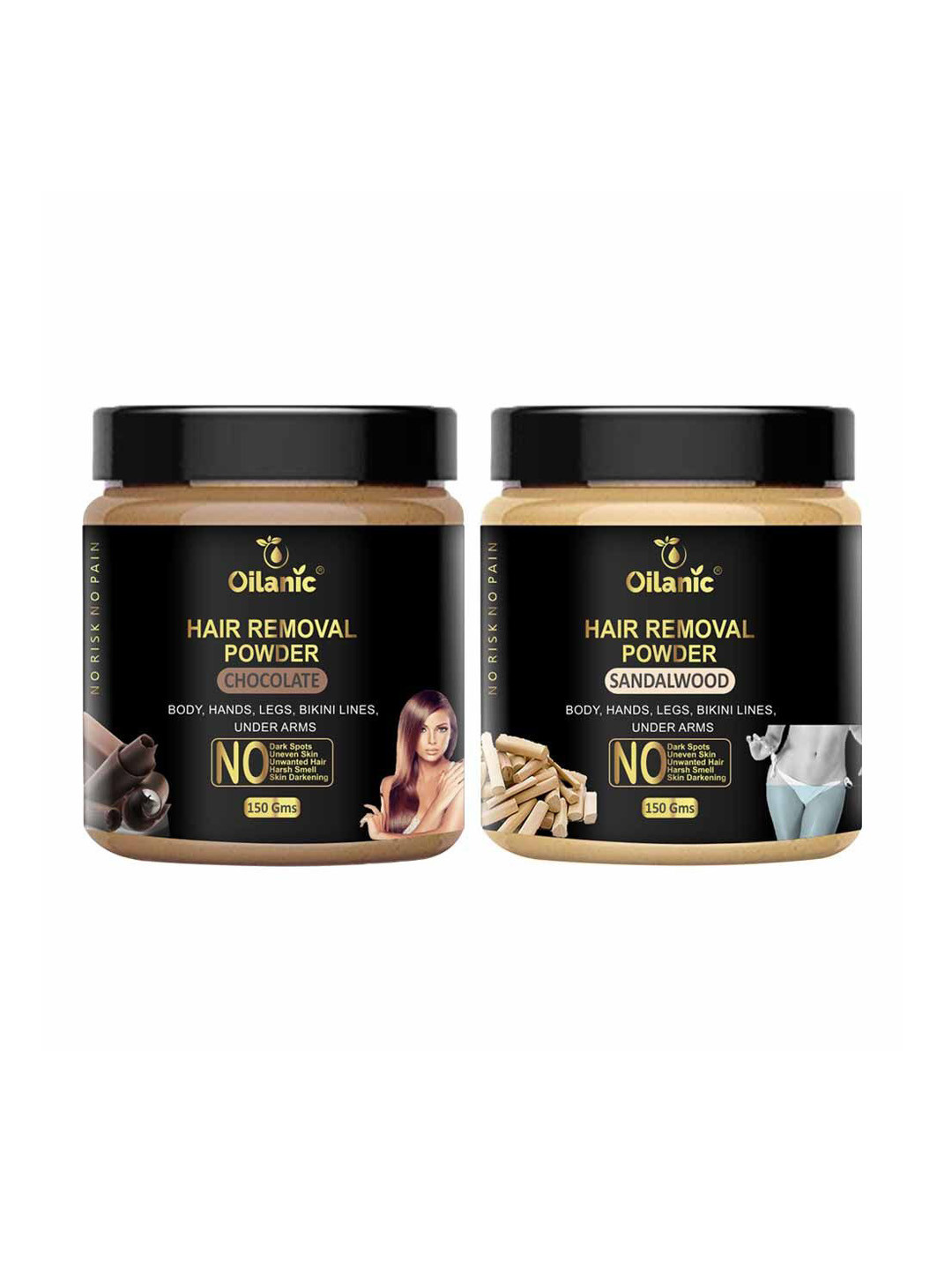 Oilanic Set Of 2 Natural Chocolate & Sandalwood Hair Removal Wax Powder - 150 g Each