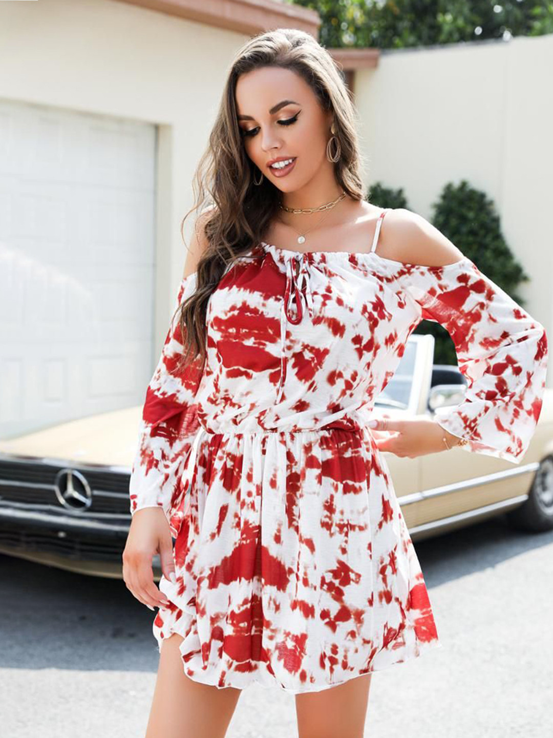 StyleCast Tie And Dye Off-Shoulder Cotton Dress