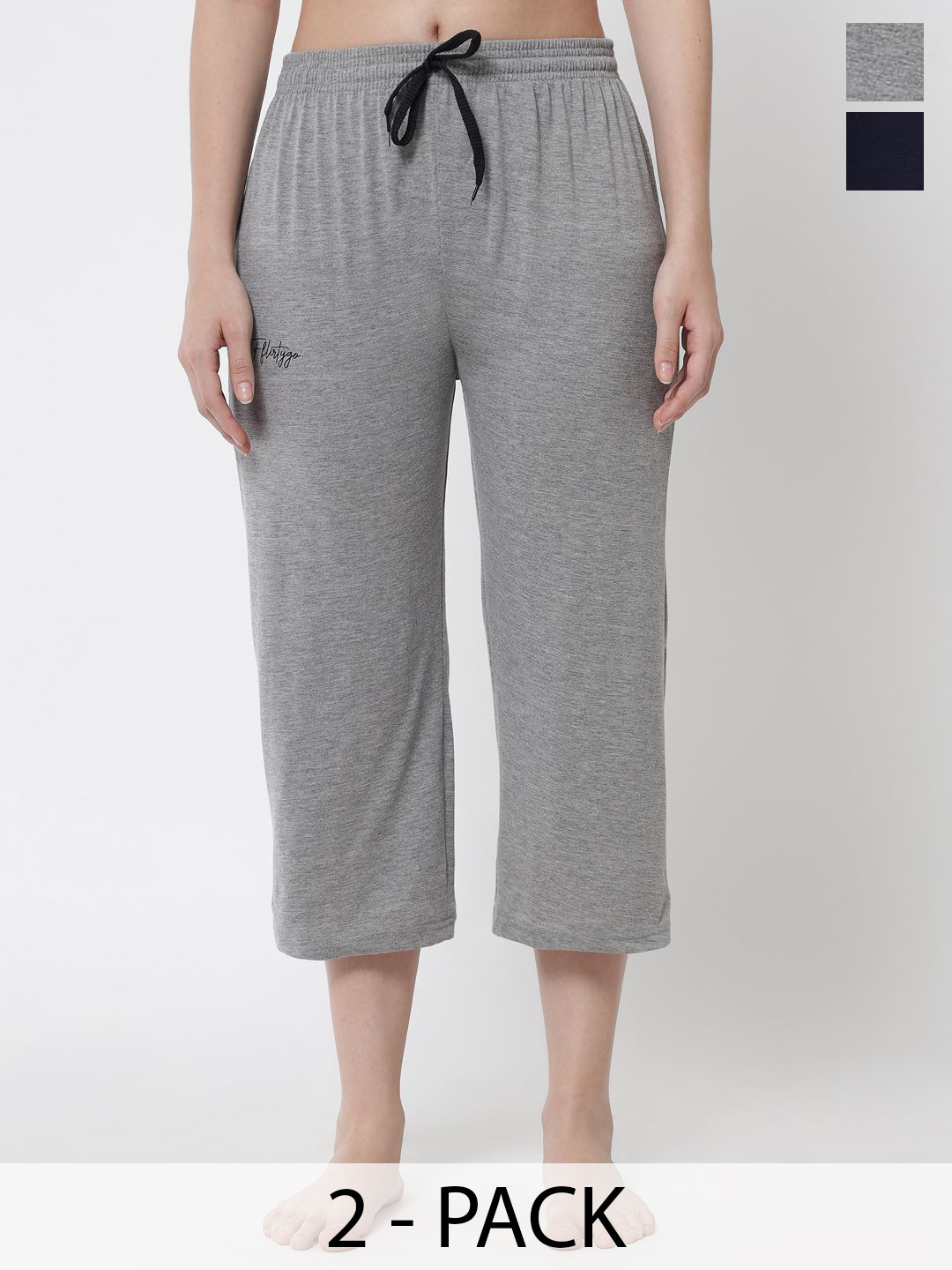 FFLIRTYGO Women Pack Of 2 Cotton Drawstring Lounge Pants