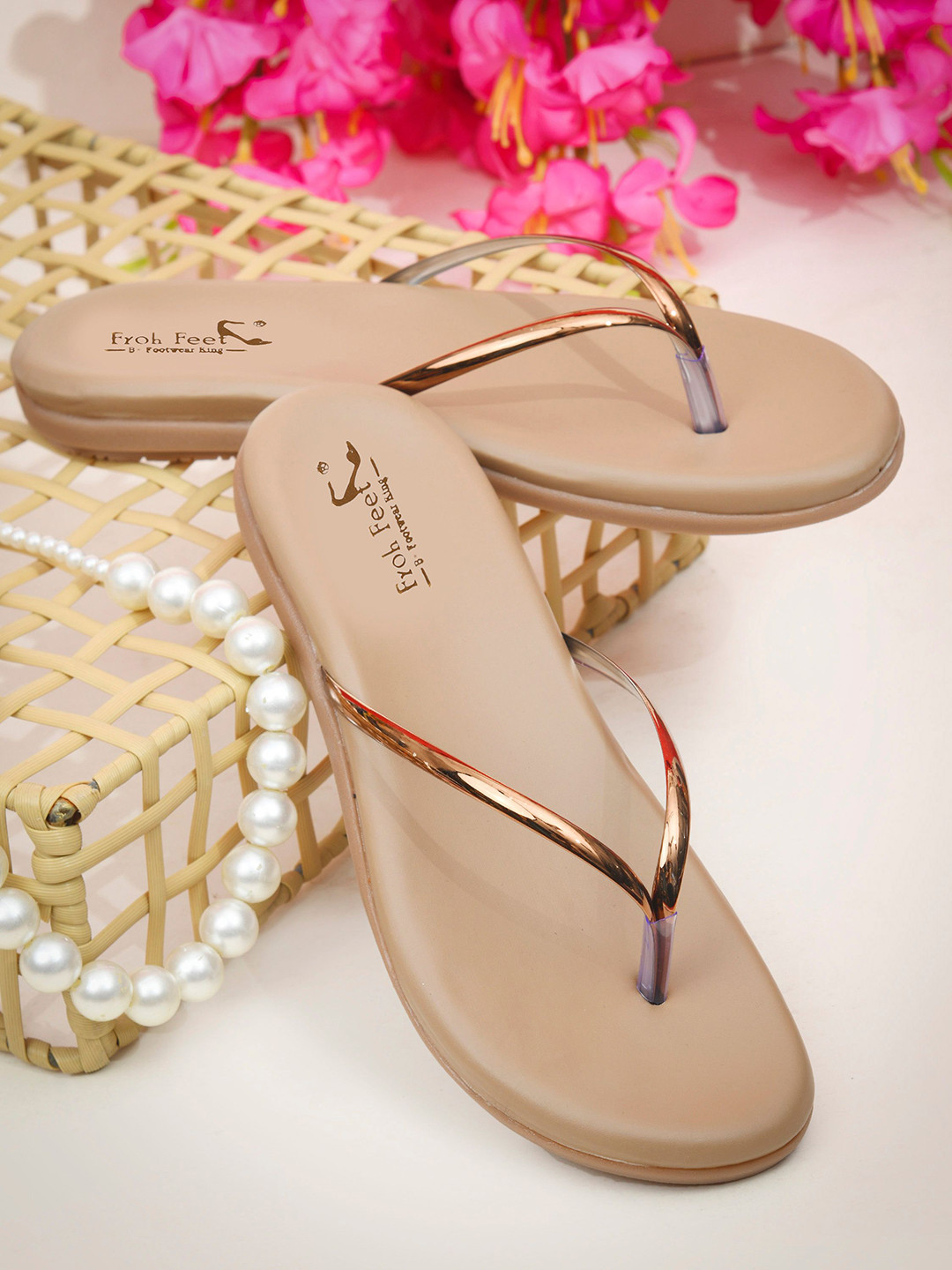 Froh Feet Women Comfortable Flats with Glossy Crossover Strap Style