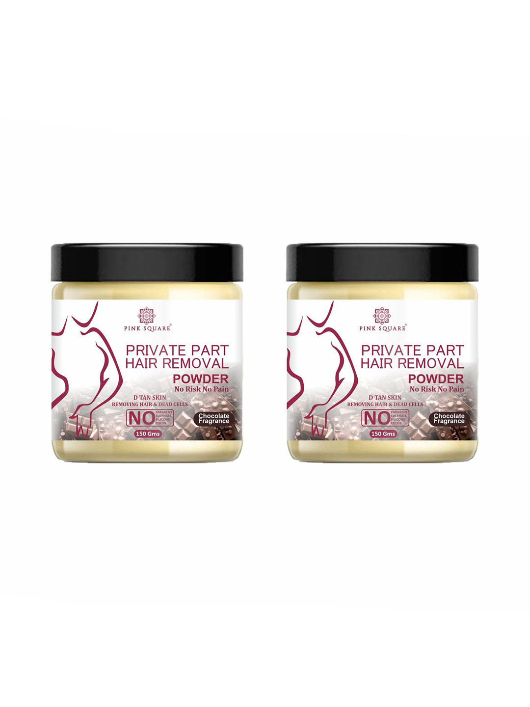 Pink Square Set Of 2 Chocolate Flavour Hair Removal Powder - 150 g Each