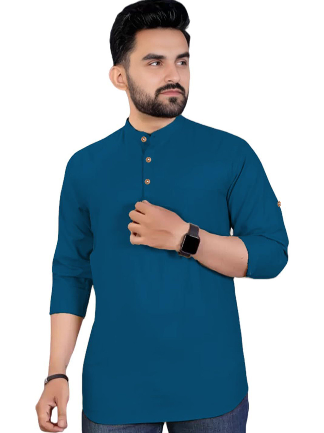 garbhodakshai Men Solid Daily Cotton Straight Kurta