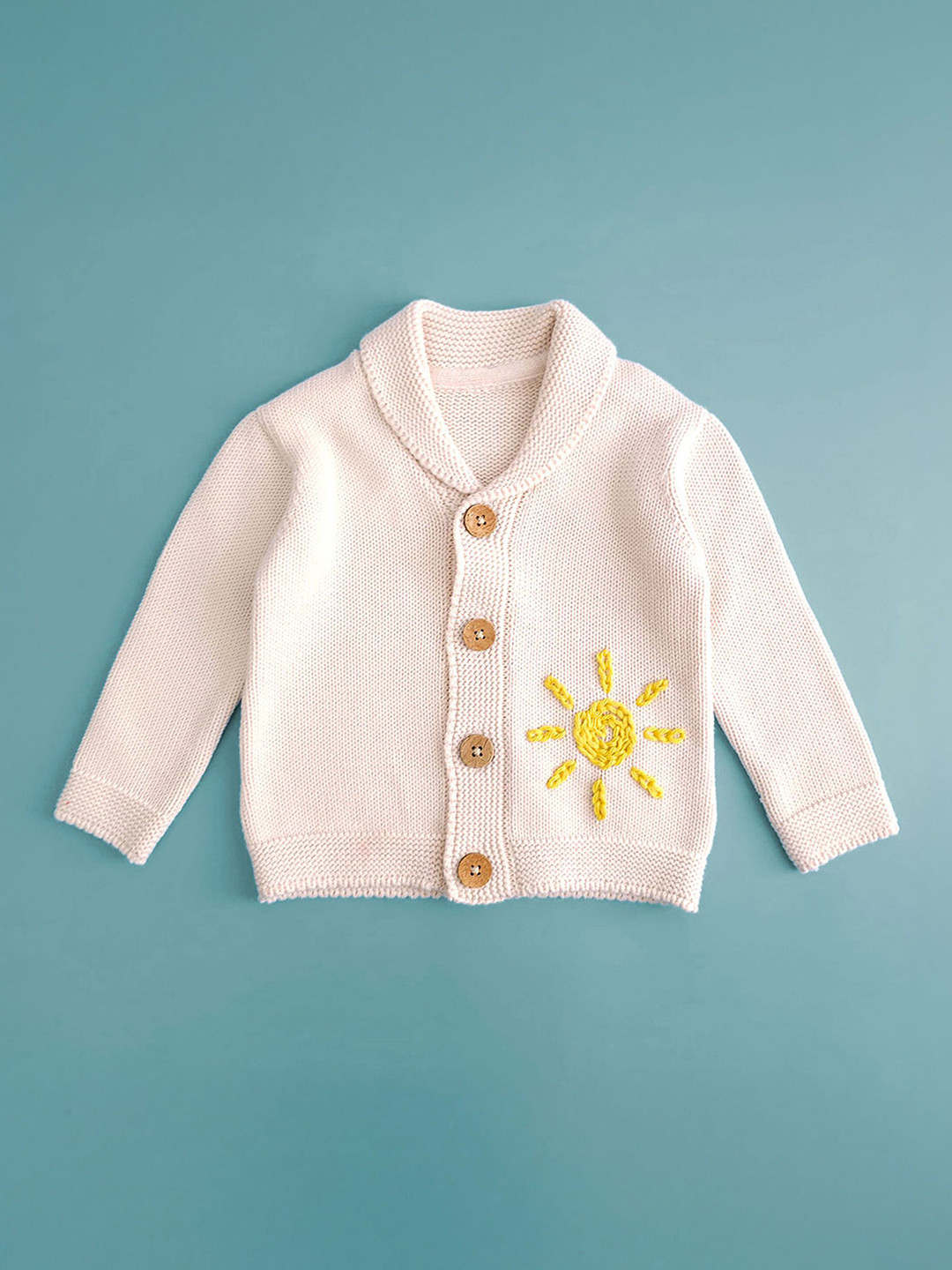 Keebee Kids Embroidered Full Sleeve Shawl Collar Cardigan