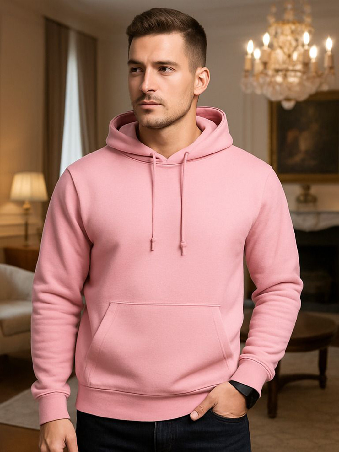 PERSONALITEE Men Solid Full Sleeve Hooded Sweatshirt