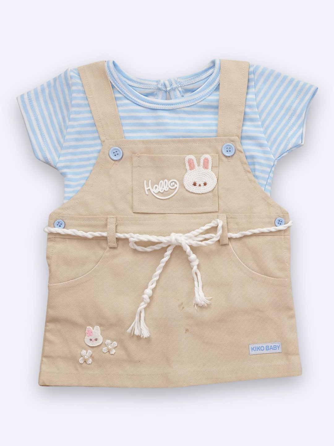 YK x Nice Kidz Girls Pinafore Dress with Tshirt & Bloomers