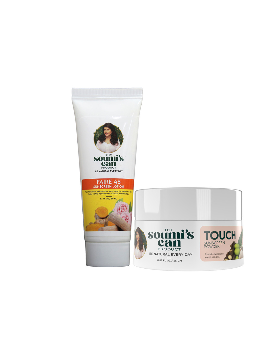 THE SOUMI'S CAN PRODUCT Faire 45 Sunscreen Lotion & Touch Sunscreen Powder- 75ml