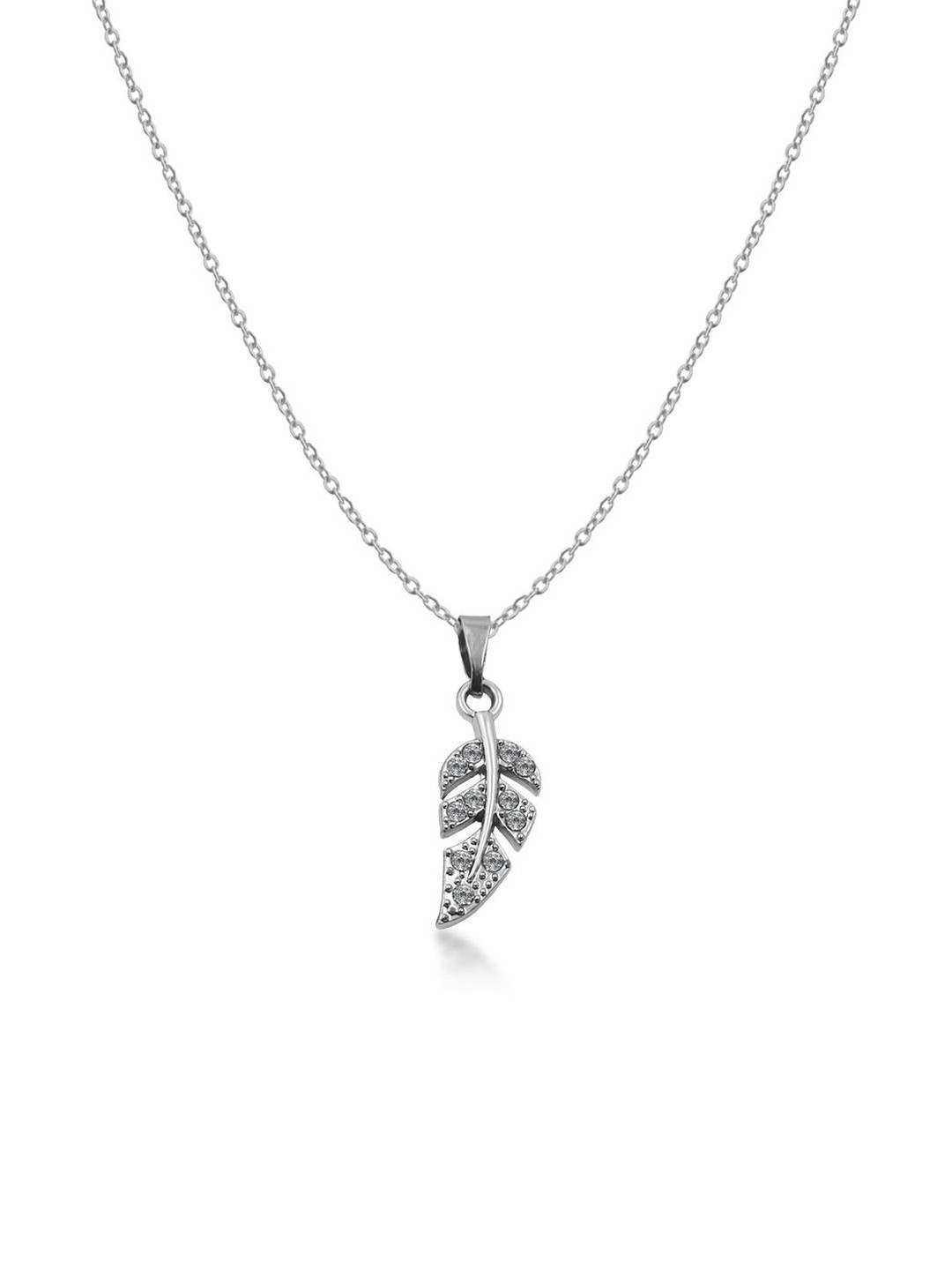 Utkarsh Women Silver Anti-Tarnish Leaf Cubic Zirconia Locket Pendant