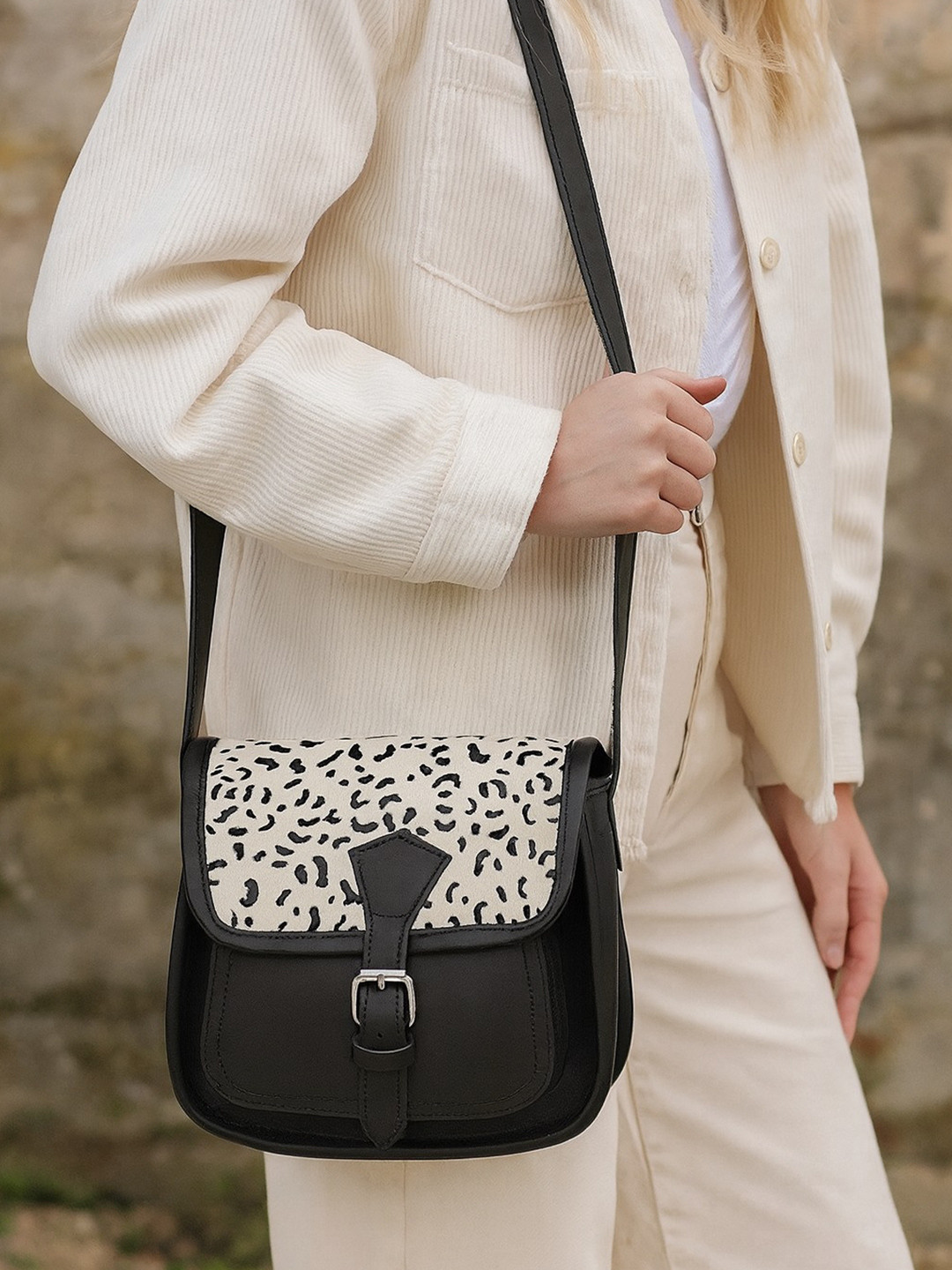 Celtic Abstract Printed Leather Crossbody Sling Bag